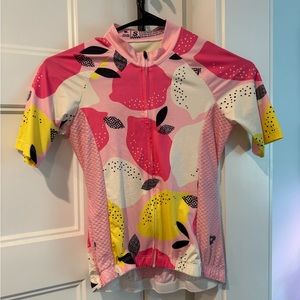 Women’s Cycling Jersey Lemon Yellow & Pink Print